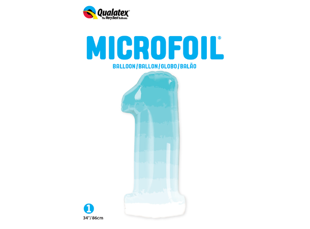 Number One Blue Ombre 1 Stor folieballong – 97cm (37")