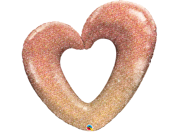 Rose Gold Glitter Ombre Heart 1 Stor folieballong - 107cm (42")