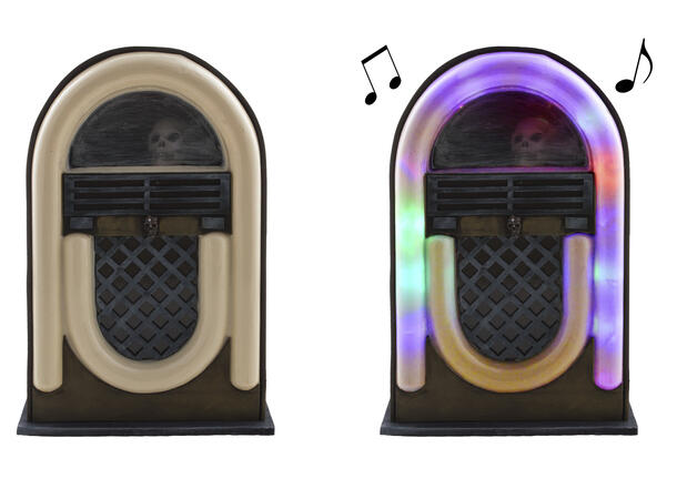 Skummel Jukebox med lyd og lys 1 Dekorasjon 33cm - 3xAAA batt ikke inkl