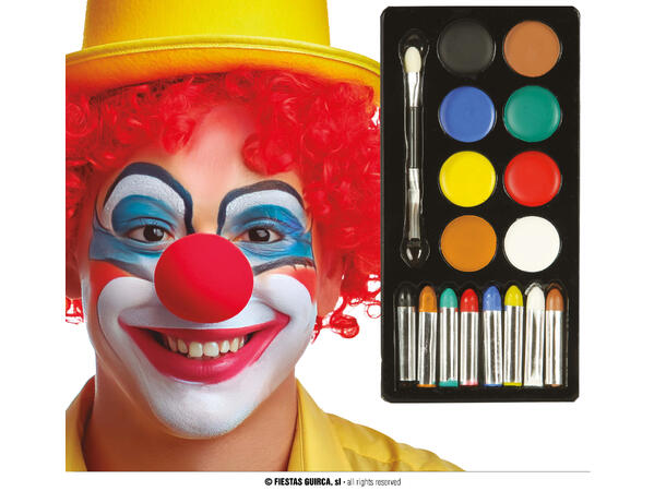 Sminkesett - Assorterte farger 1 ett - 8 Vannfarger og 8 stifter 