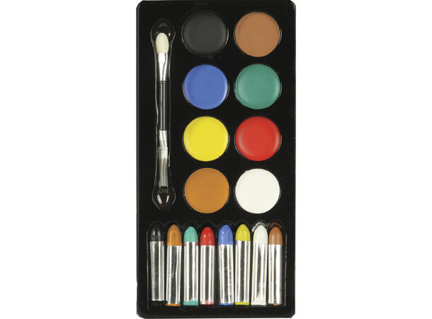 Sminkesett - Assorterte farger 1 ett - 8 Vannfarger og 8 stifter 