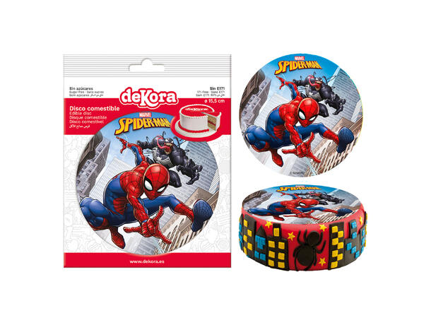 Spiderman 1 Spiselig kakeskilt -sukkerfri - 15,5cm