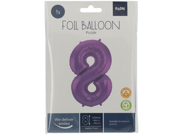 Tallballong - Matt Lilla 8 1 Folieballong - 86cm (34")