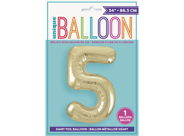 Tallballong - #5 - Hvitt gull 1 Folieballong - 86cm (34")