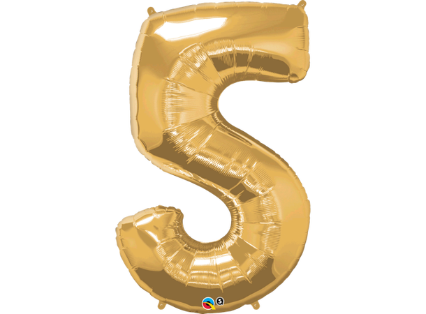 Tallballong 5 Gold 1 Folieballong - 86cm (34")
