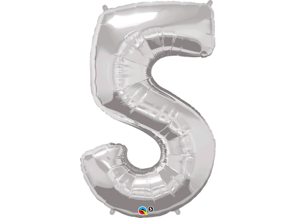 Tallballong 5 Silver 1 Folieballong - 86cm (34")