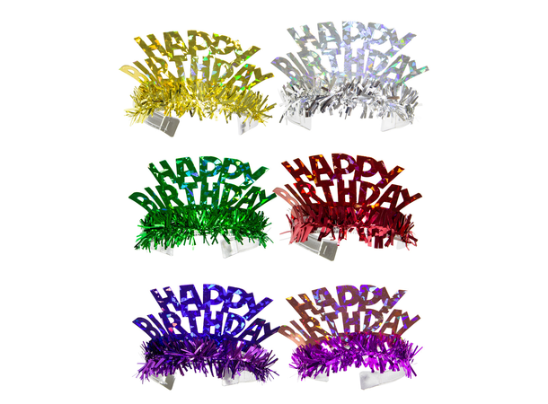 Tiara - Happy Birthday Holografisk 1 Tiara - onesize
