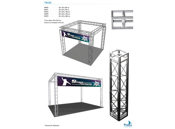 Truss med skruer - Aluminium Mål: 20x20x80cm