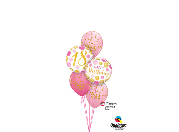 18 Birthday Pink & Gold Dots 1 Folieballong - 46cm (18")