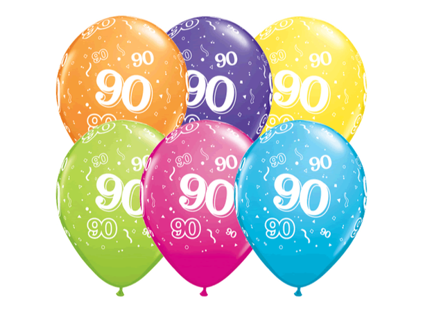 90-a-round - Assorterte farger 6 gummiballonger - 28cm (11")