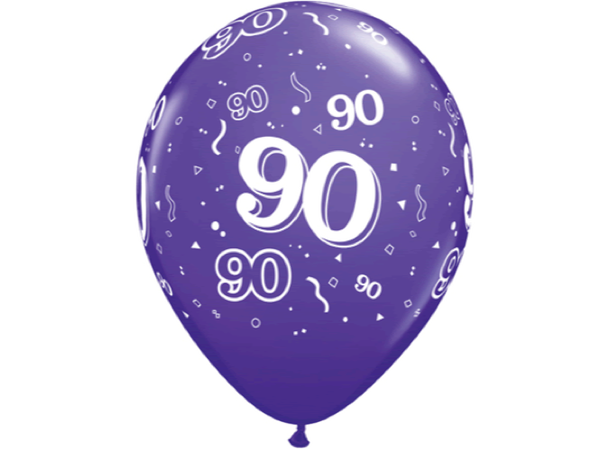 90-a-round - Assorterte farger 6 gummiballonger - 28cm (11")