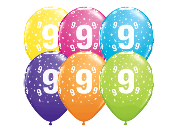 Age 9 6 gummiballonger - 28cm (11")