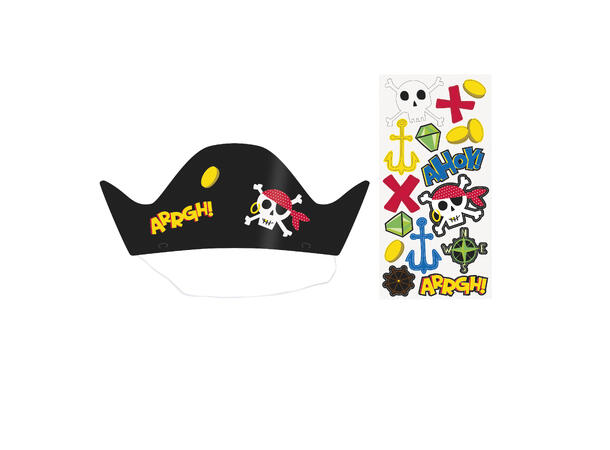 Ahoy Pirate 8 Hatter i papp m/klistremerker