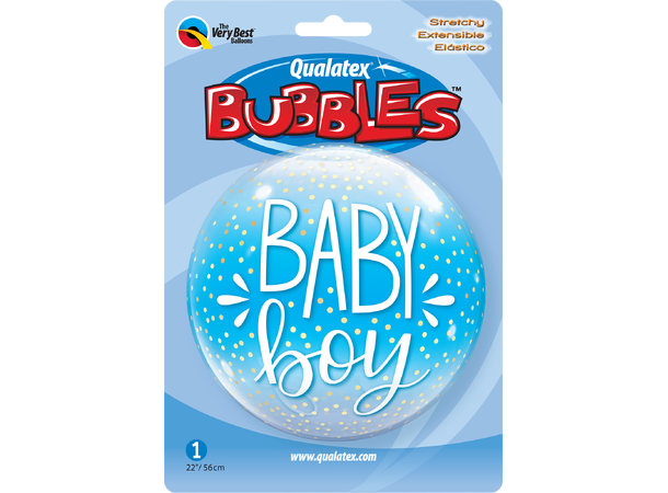 Baby Boy Blue & Confetti Dots 1 Bubbleballong - 56cm (22")