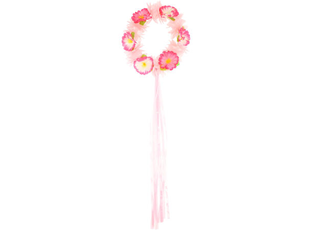 Blomsterkrans hode DeLuxe - Rosa 1 Stk - Hodepynt med frynser