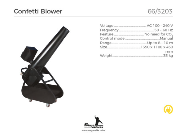 Confetti Blower Mål: 135x110x45cm - 35kg