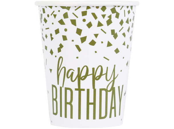 Confetti Gold Birthday 8 Kopper i papp - 2,5dl