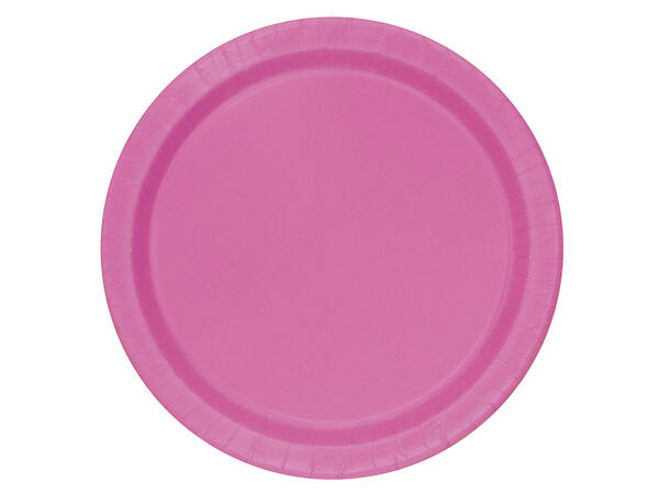 Ensfarget Mørk Rosa - Plastfri 8 Runde tallerkener i papp - 18cm