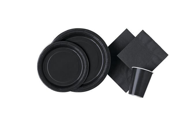 Ensfarget Sort - Plastfri 8 Runde tallerkener i papp - 23cm