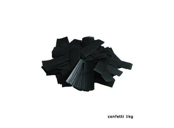 Flammesikker papirkonfetti -Sort Saktefallende konfetti - 1kg - 2x5cm