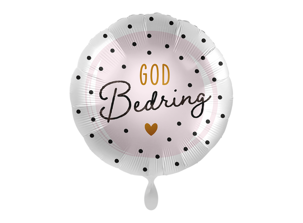 God Bedring - Rosa med prikker 1 Folieballong rund - 17" - (43cm)