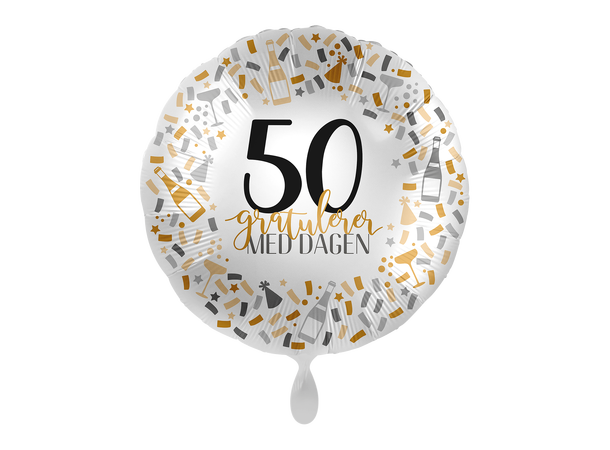 Gratulerer med dagen Gull/Sølv - 50 år 1 Folieballong rund - 17" - (43cm)