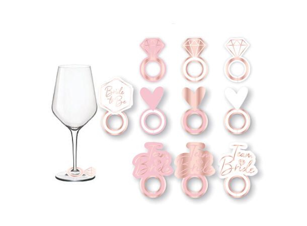 Hen Party 8 Merker til Proseccoglass  - 5x3 cm