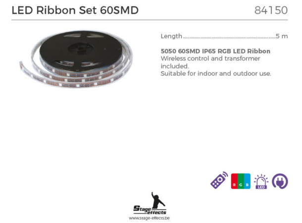 LED lysremse 60lys/m inkl fjernkontroll Lengde: 5m