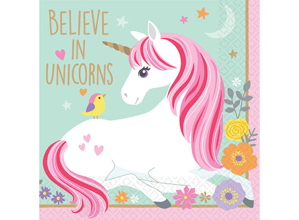 Magical Unicorn 16 Drikkeservietter - 25x25cm