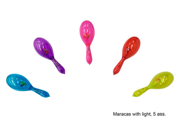 Maracas med LED-lys - 12 ass farger Batterier inkludert