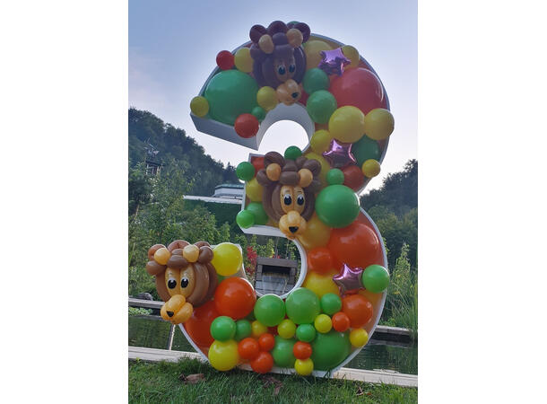 Mosaikkramme til ballonger - Tallet 3 1 Ramme i isopor/bølgepapp - 120cm høyde