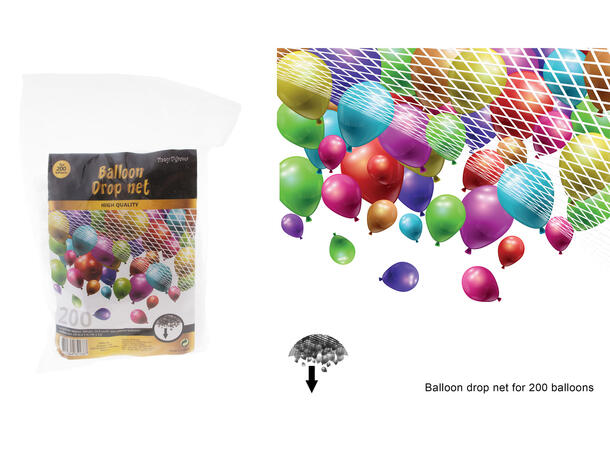 Nett til dropp av 200 ballonger 1 Droppnett i plast