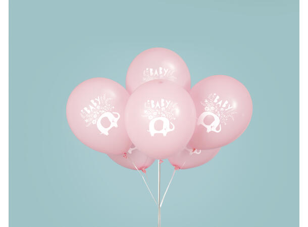 Pink Floral Elephant 8 Gummiballonger - 30cm (12")