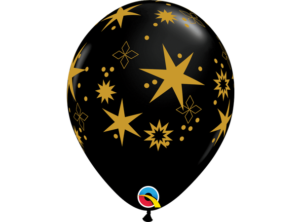 Star Patterns, Onyx Black/White 25 gummiballonger - 28cm (11")
