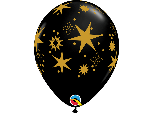Star Patterns, Onyx Black/White 25 gummiballonger - 28cm (11")