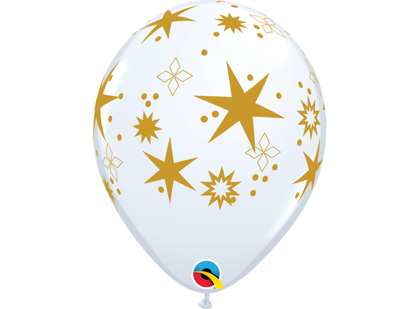 Star Patterns, Onyx Black/White 25 gummiballonger - 28cm (11")