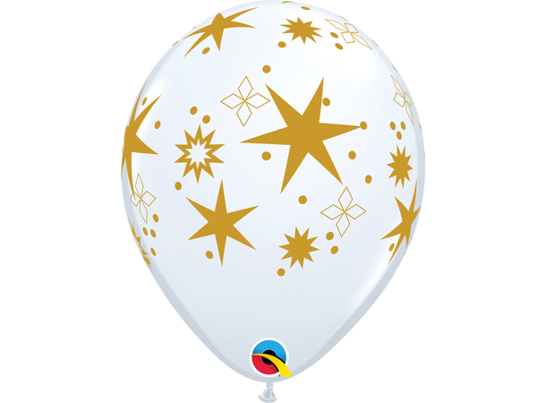 Star Patterns, Onyx Black/White 25 gummiballonger - 28cm (11")