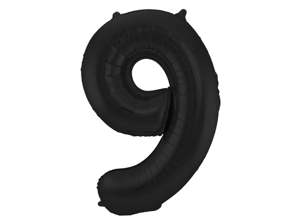 Tallballong - Matt Sort 9 1 Folieballong - 86cm (34")