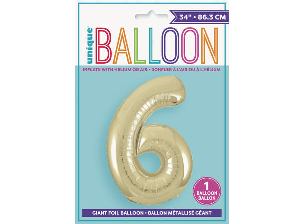 Tallballong - #6 - Hvitt gull 1 Folieballong - 86cm (34")