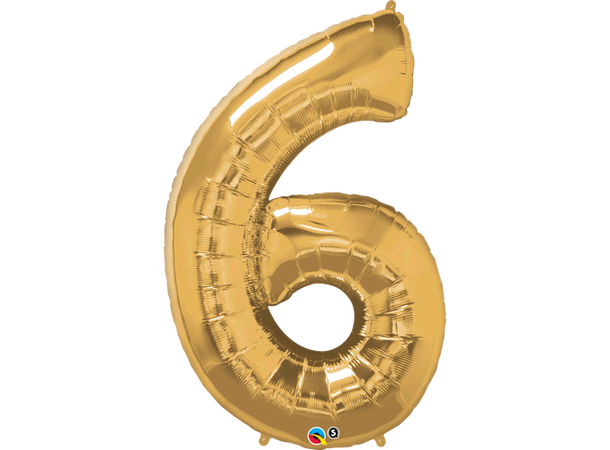 Tallballong 6 Gold 1 Folieballong - 86cm (34")