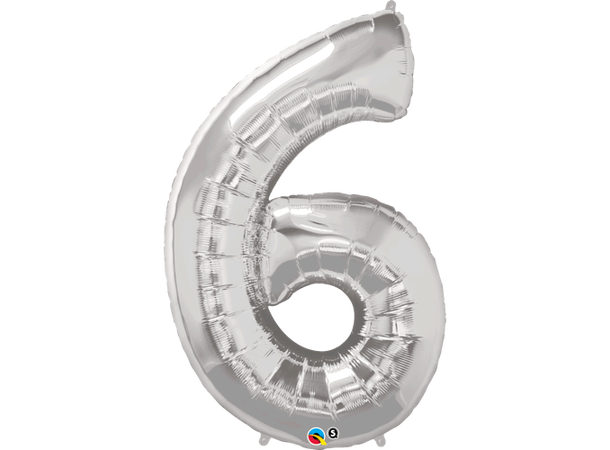 Tallballong 6 Silver 1 Folieballong - 86cm (34")