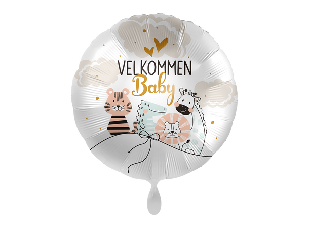 Velkommen Baby - Jungeldyr 1 Folieballong rund - 17" - (43cm)