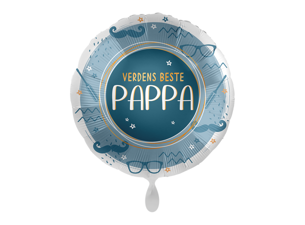 Verdens Beste Pappa - Blå 1 Folieballong rund - 17" - (43cm)