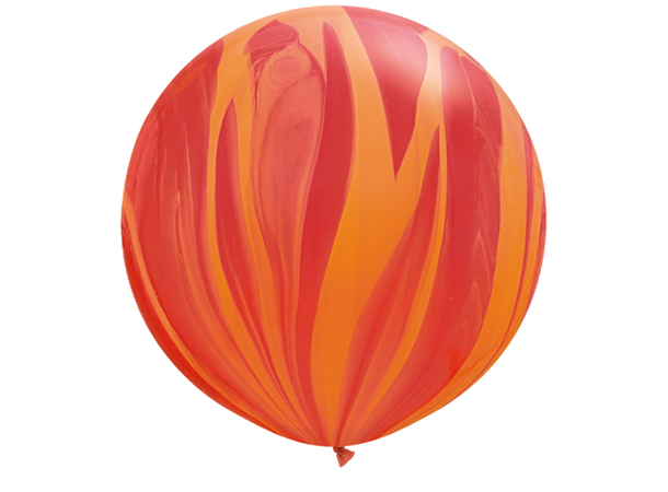30" Red Orange Rainbow SuperAgate 2 gummiballonger - 76cm (30")