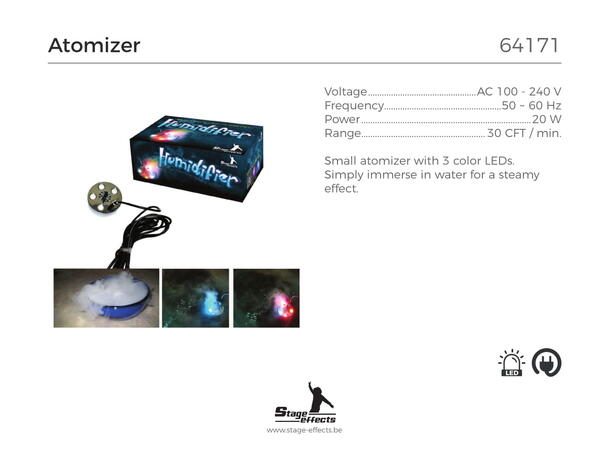 Atomizer med LED-lys - Liten Lager røyk og lys i/av væske