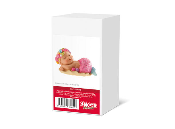 Barnedåp - Rosa baby havfrue 1 Kakefigur i plast - 10cm