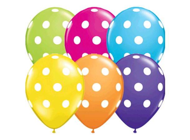 Big Polka Dots 6 gummiballonger - 28cm (11")