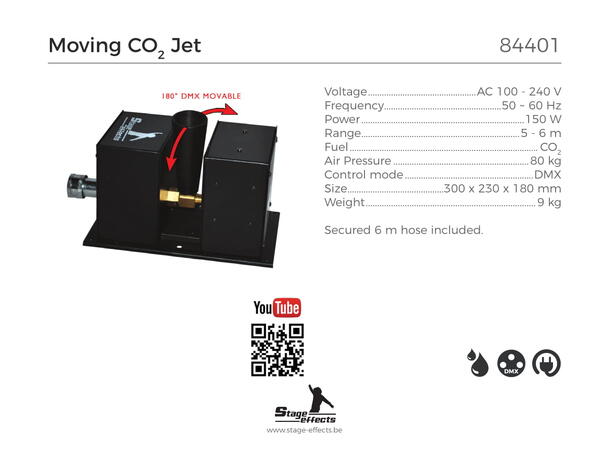 CO2-jet med bevegelig hode (DMX) Mål: 30x23x18cm - 9kg