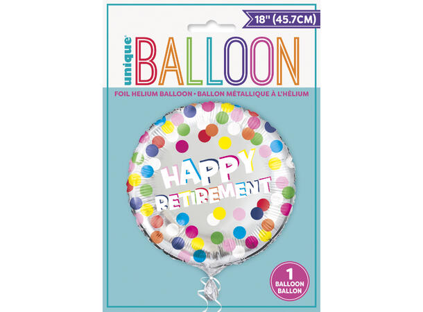 Colorful Dots- Retirement 1 Folieballong - 46cm(18")