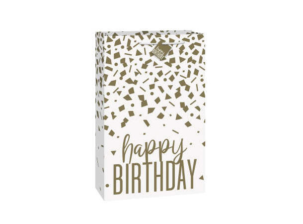 Confetti Gold Birthday 1 Stor gavepose i papir - 30x27cm